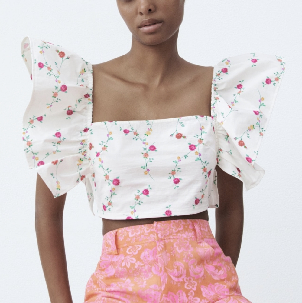 {Zara} Brand New Print Crop Top